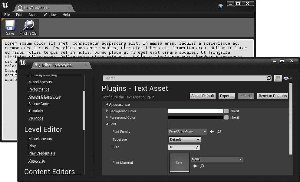 Text Asset and its Editor Preferences