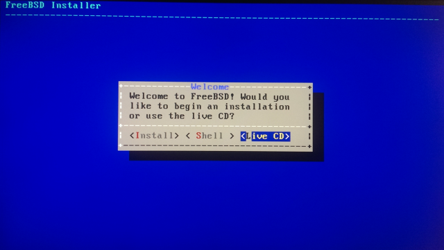 FreeBSD LiveCD Installer Menu